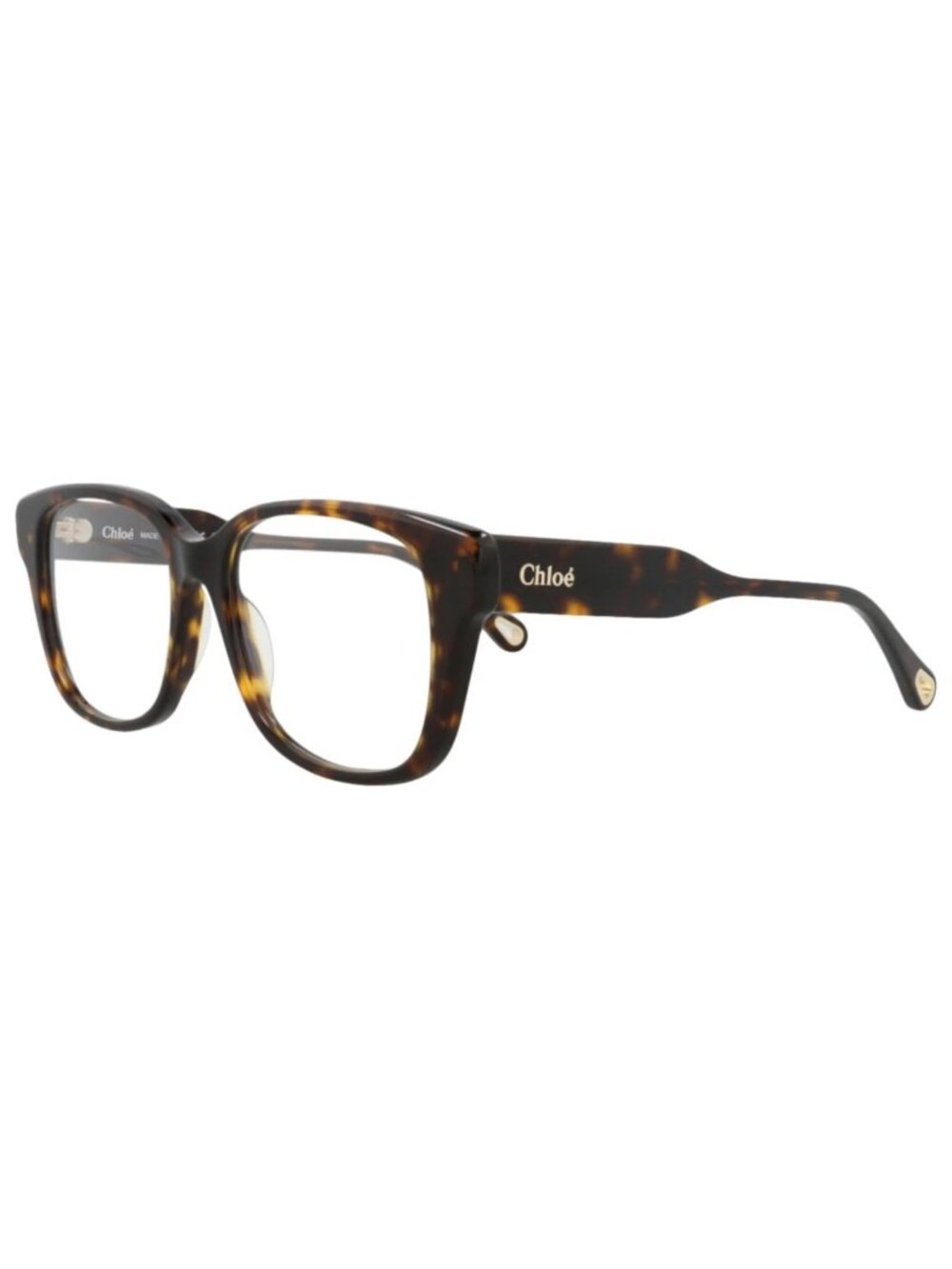 New Chloé Women's Eyeglasses Square Rectangle Recycled Acetate Frame Havana